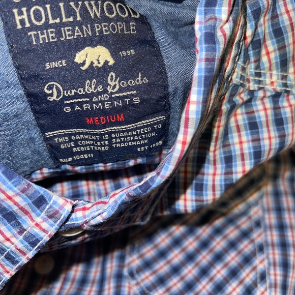 ORIGINAL HOLLYWOOD BOYS SHIRT THE JEAN PEOPLE LONG SLEEVE BLUE CHECKED  SIZE M - Picture 10 of 11